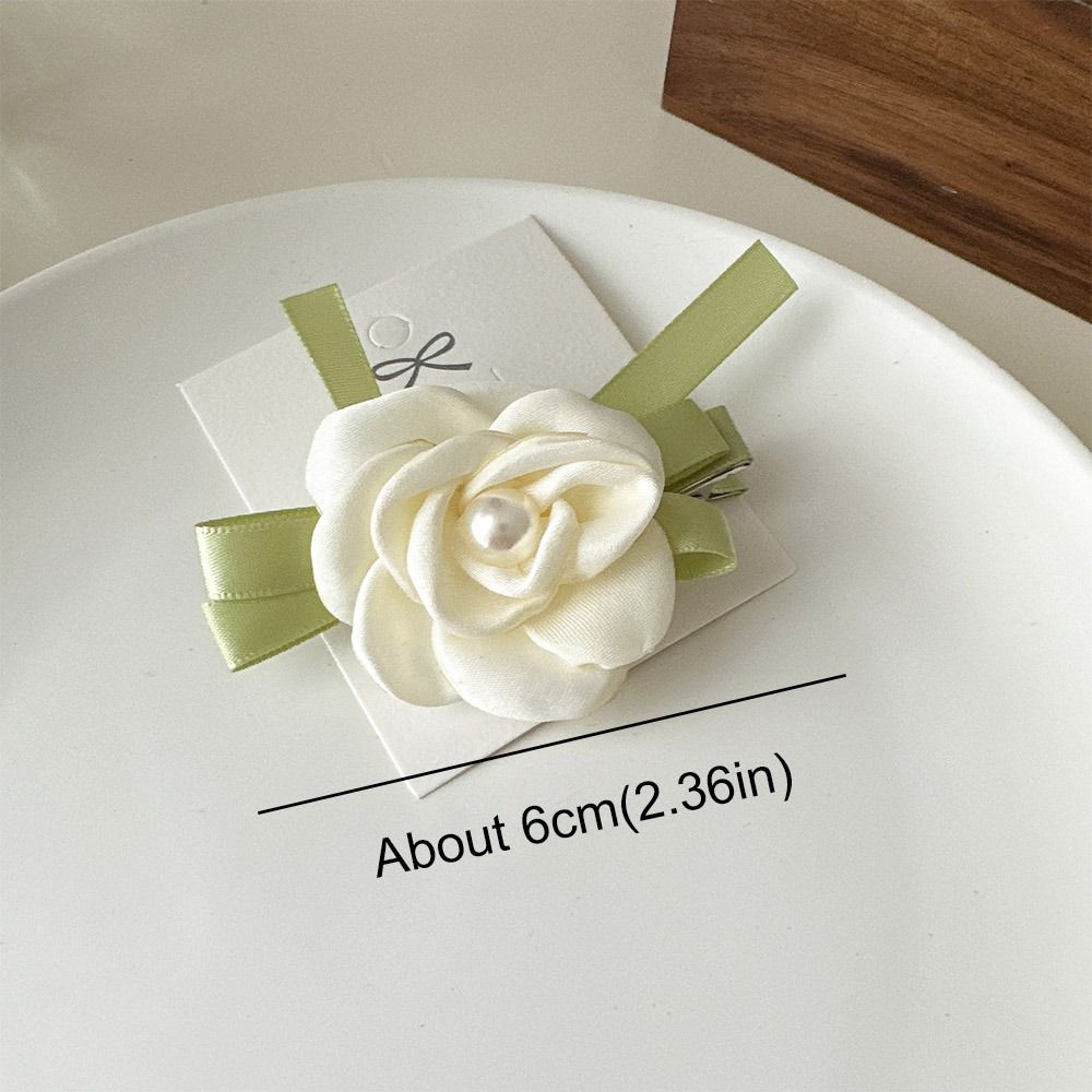 Temperament Elegant Flower Bridal Hairpin Luxury Camellia Bride Hair Clips Pearl White Wedding Headwear Hair Jewelry