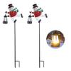Christmas Solar Light Outdoor Snowman Lawn Light Waterproof Metal Snowman Holding Lantern Garden Light with Stake for Patio Yard Pathway Holiday Decor