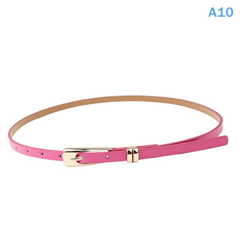 1Pc 12 Candy Colors Women'S Leather Belt Skinny Thin Dress Belt Waist Belt Waistband Dress Coat Waist Seal Jeans Belt