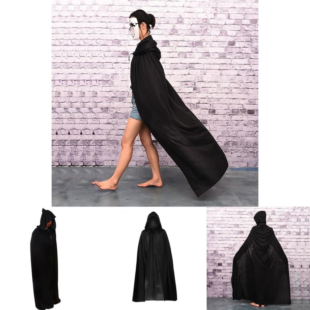 Halloween Cloak Cosplay Grim Reaper Vampire Witch Wizard Robe Party Adult Children Black Cloak Cape