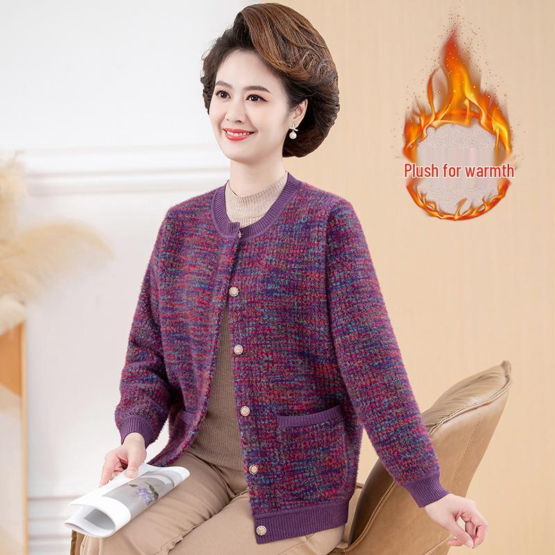 

Cozy Fleece-Lined Knit Sweater for Women: Perfect for Autumn/Winter, Ideal for Moms and Grandmas, Thickened for Extra Warmth. 2XL [Recommended 120-135 jin]