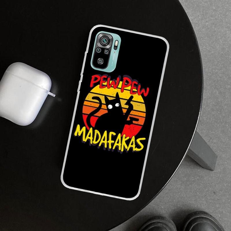 

Чехол для телефона Black Cat Pew Pew Madafakas для Xiaomi 12 11T 10 9 Redmi Note 11 10 10S Pro Redmi 9 9A 8, прозрачный чехол для телефона Redmi 8
