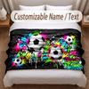 Soccer Theme Soft Blanket Personalized Custom Name Text Print Warm Blanket Home Sofa Bedroom Decor