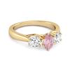 Three Stone Natural Pink Zirconia 925 Sterling Silver Gold Vermeil Engagement Women Wedding Ring