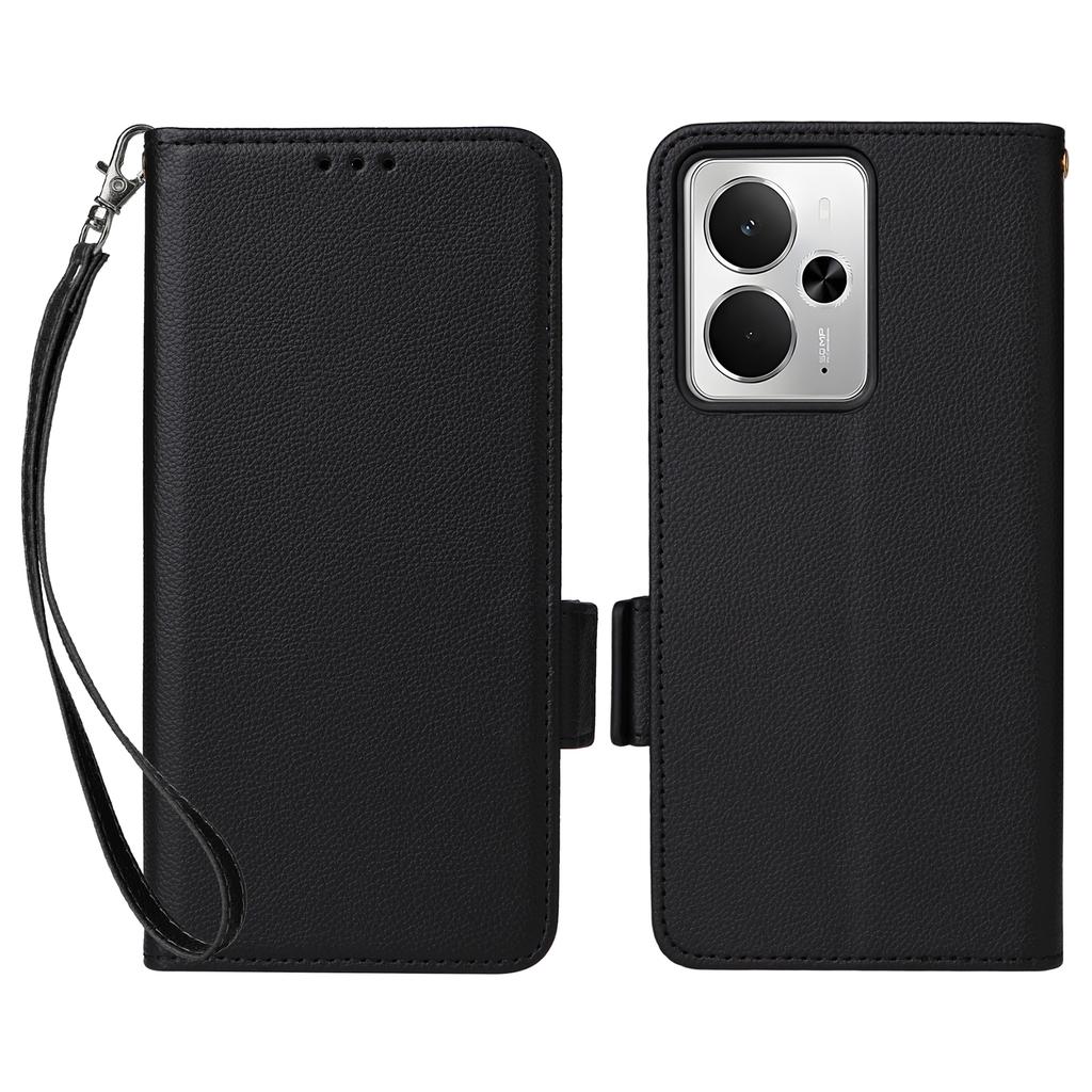 For Realme 14T 5G/14 5G Case with Wrist Strap Litchi Texture PU Leather Wallet Phone Cover