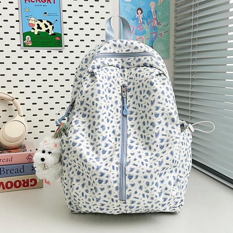 Schoolbagins wind backpack female Japanese and Korean version simple vintage girl leopard print backpack fashion high school college student schoolbag