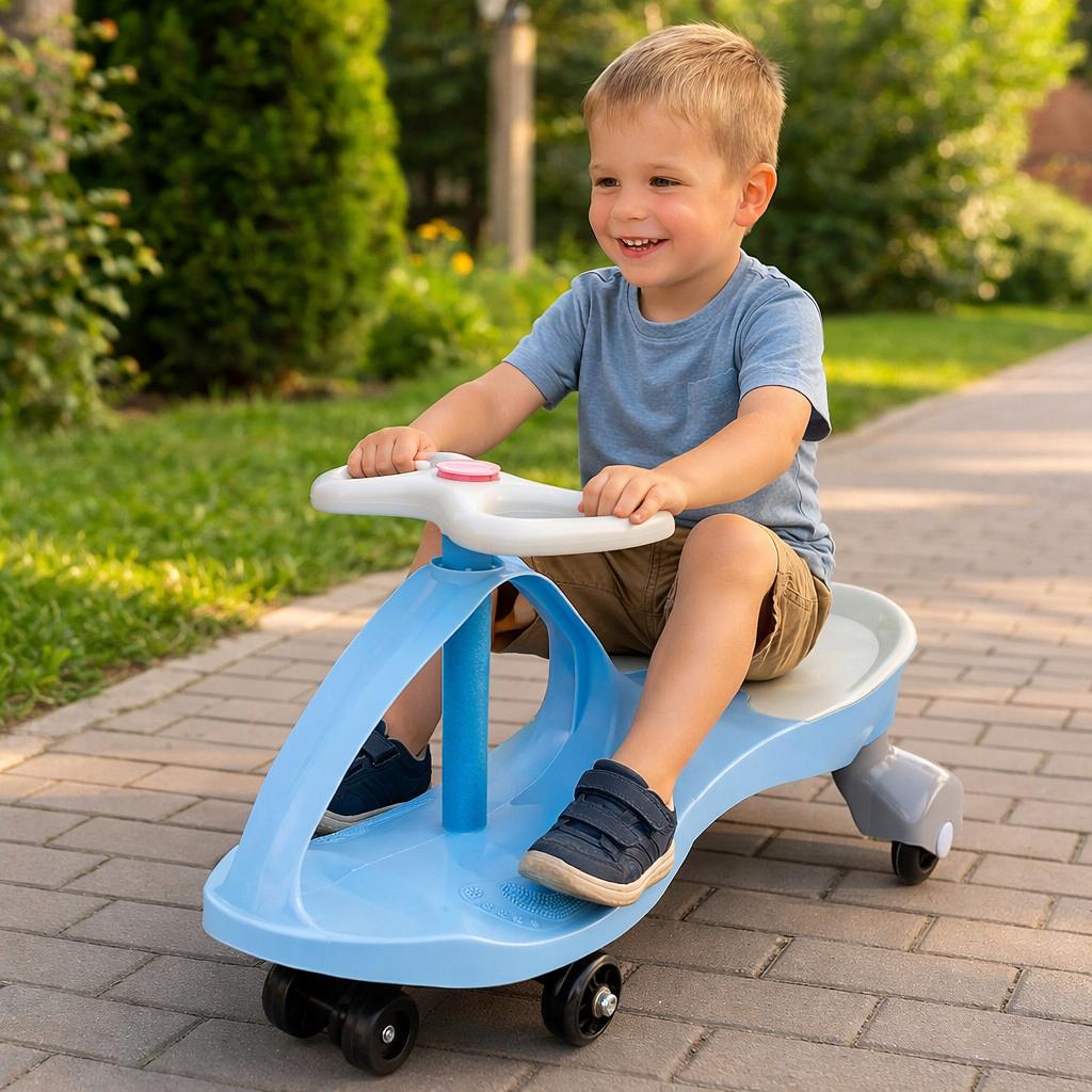 [5] Gravity Tretauto mit leuchtenden Rädern für Kinder LED BLAU ALV-U146N