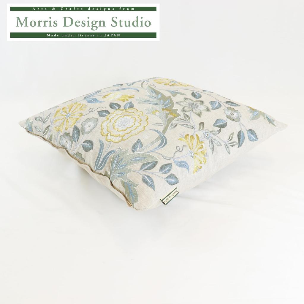 Morris Design Studio Wilhelmina Blue Cushion by Kawashima Selkon Textiles Cover, 45x45cm, LL1745,