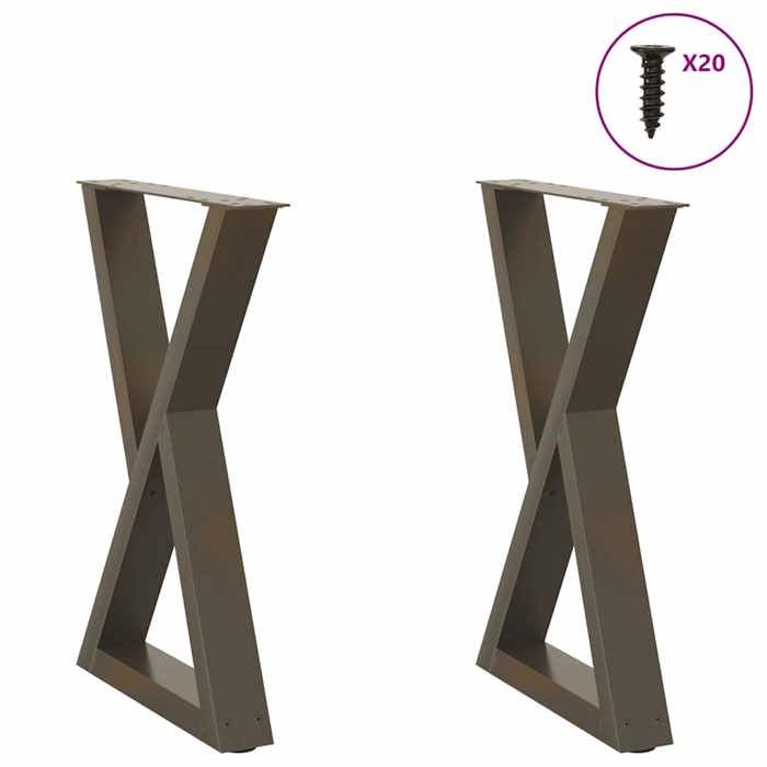 VidaXL Dining Table Legs 2 Pieces Natural Steel 50 X (72-73,3) Cm Steel 4012719