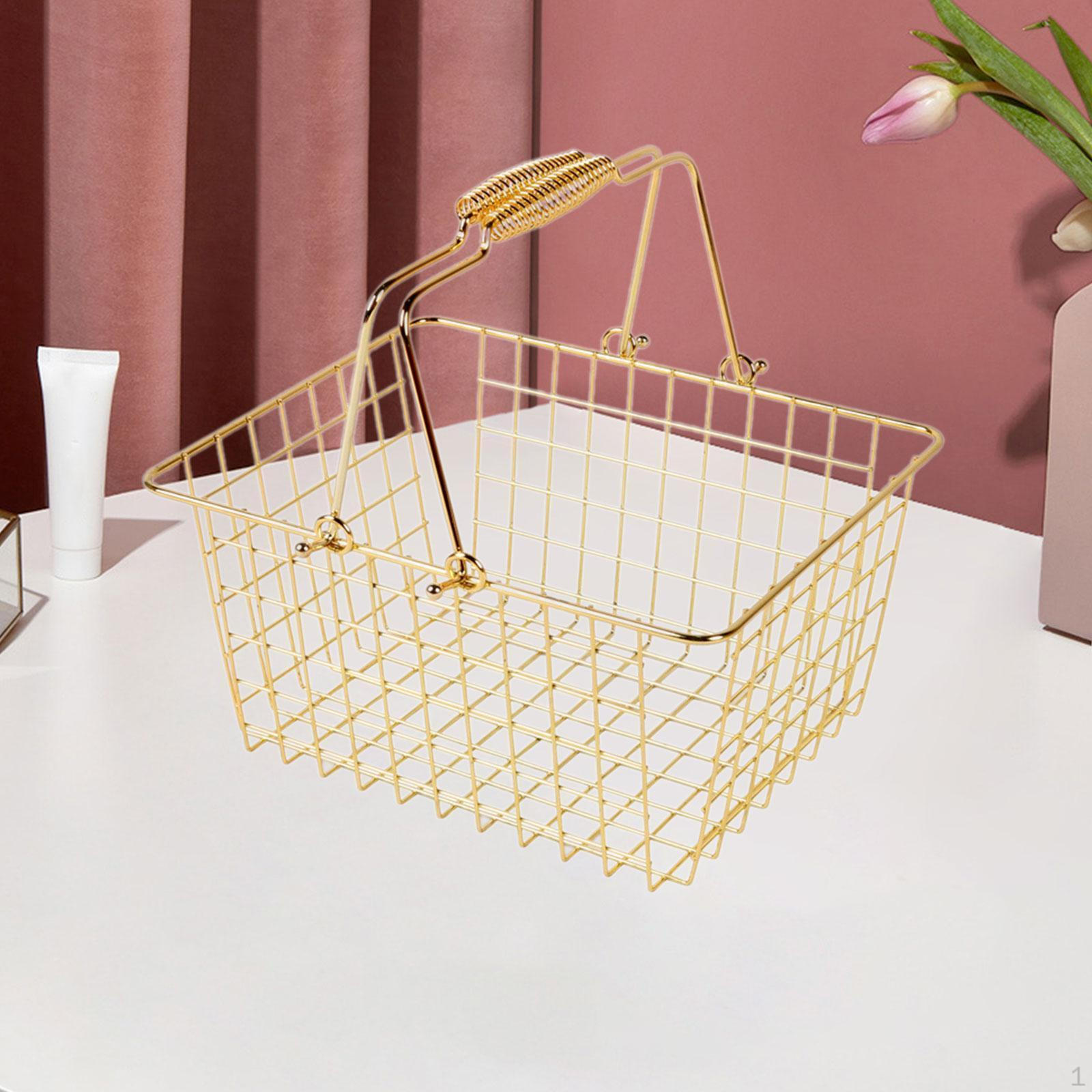 

Металлическая корзина для покупок, контейнер для хранения, портативная проволочная для овощей, ванной, шкафа L