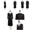Die Addams Family Wednesday Cosplay Kostüm Schwarzes Kleid Halloween Party