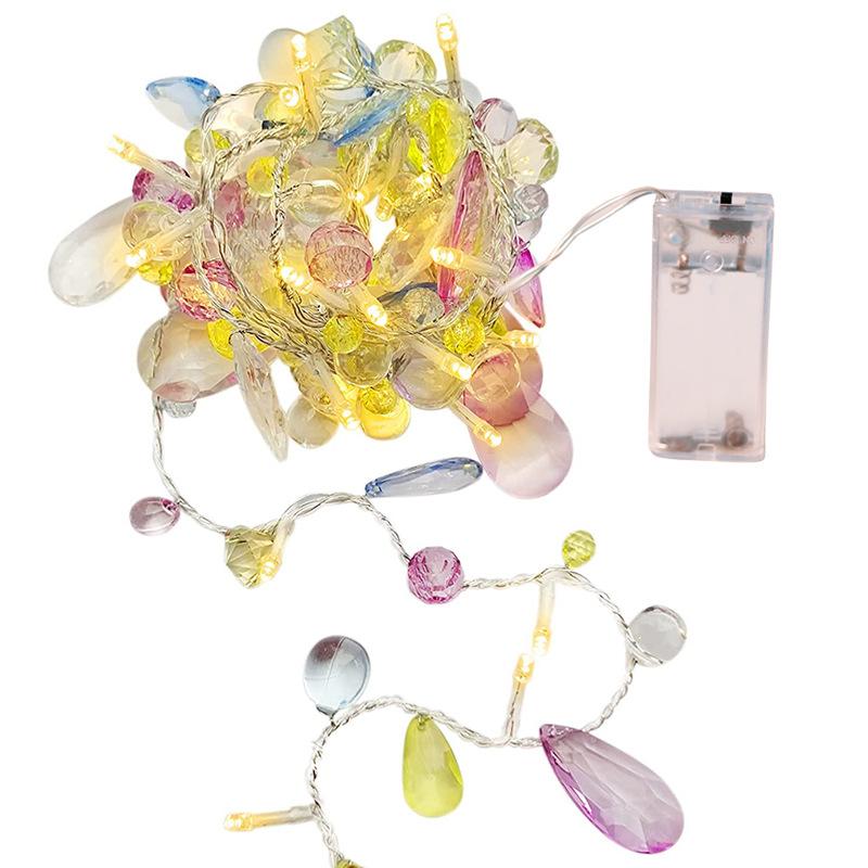 

1.5m 10-LED Gemstone String Light Battery Powered Romantic Bedroom Decorative Lamp A