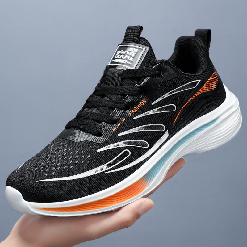 Men Plus Size Casual Running Sneakers, Light Breathable Odor Resistant Single Shoes For Dad