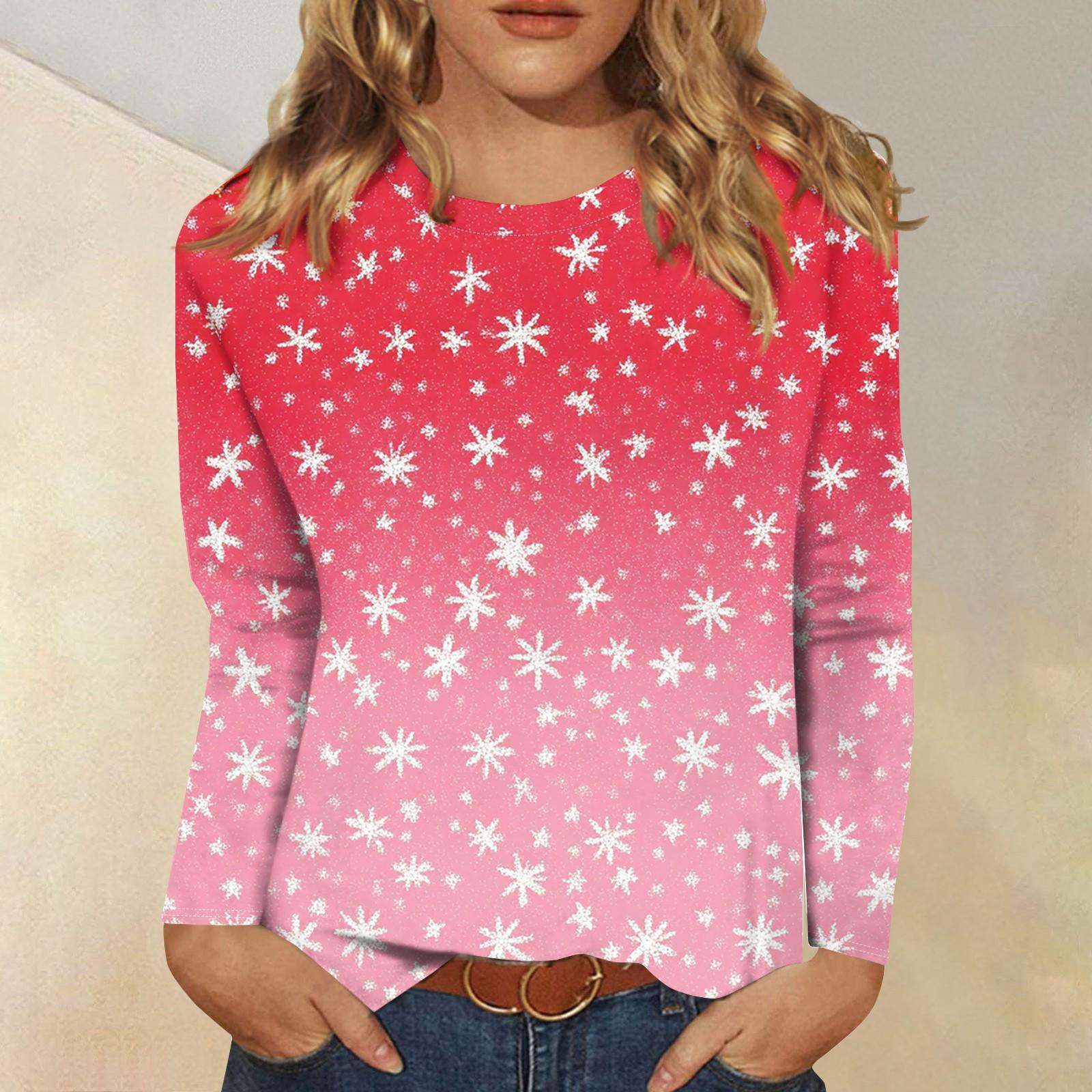 

Женская модная повседневная футболка с круглым вырезом и длинным рукавом с принтом, топ M розовый