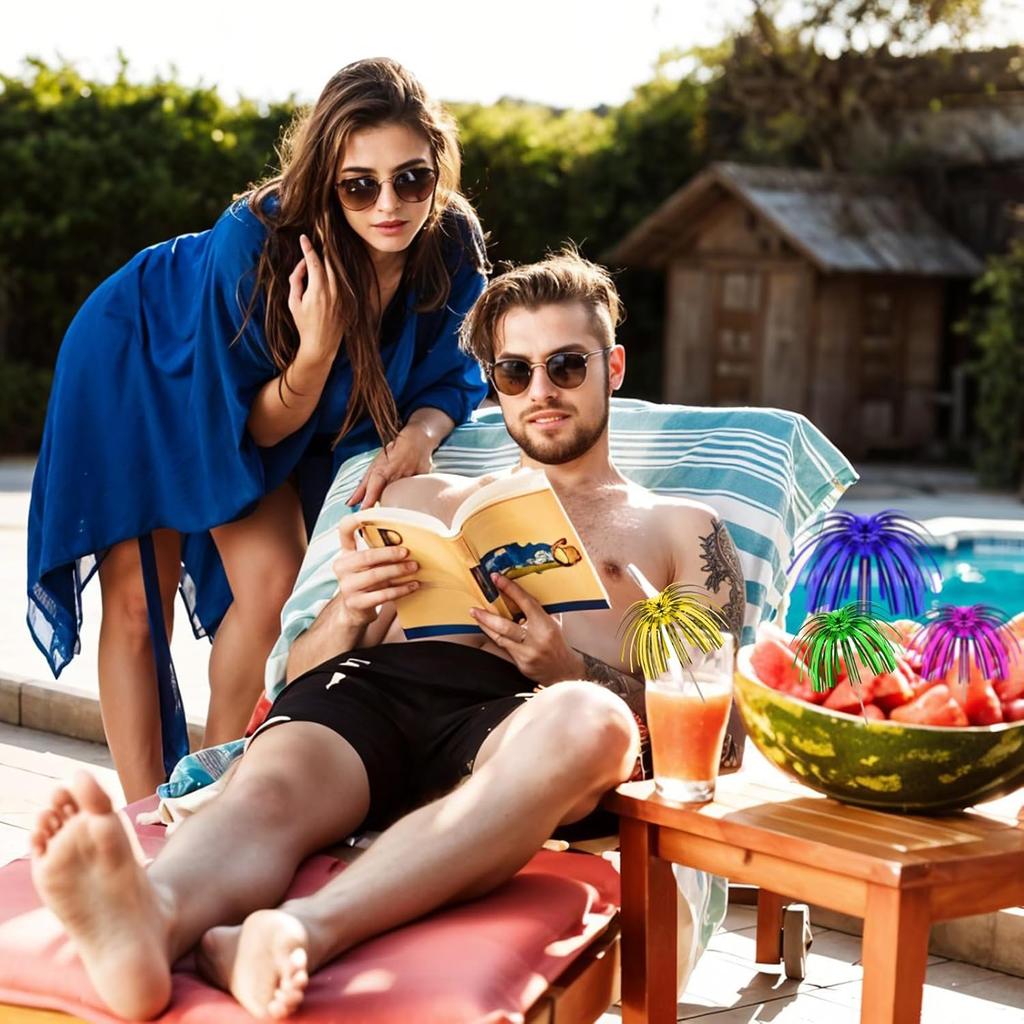 100 Pcs Tropical Cocktail Decorations Set, Cocktail Umbrellas for Drinks, Decorations Toothpicks for Cakes, Fruit Platters, Party & Bar
