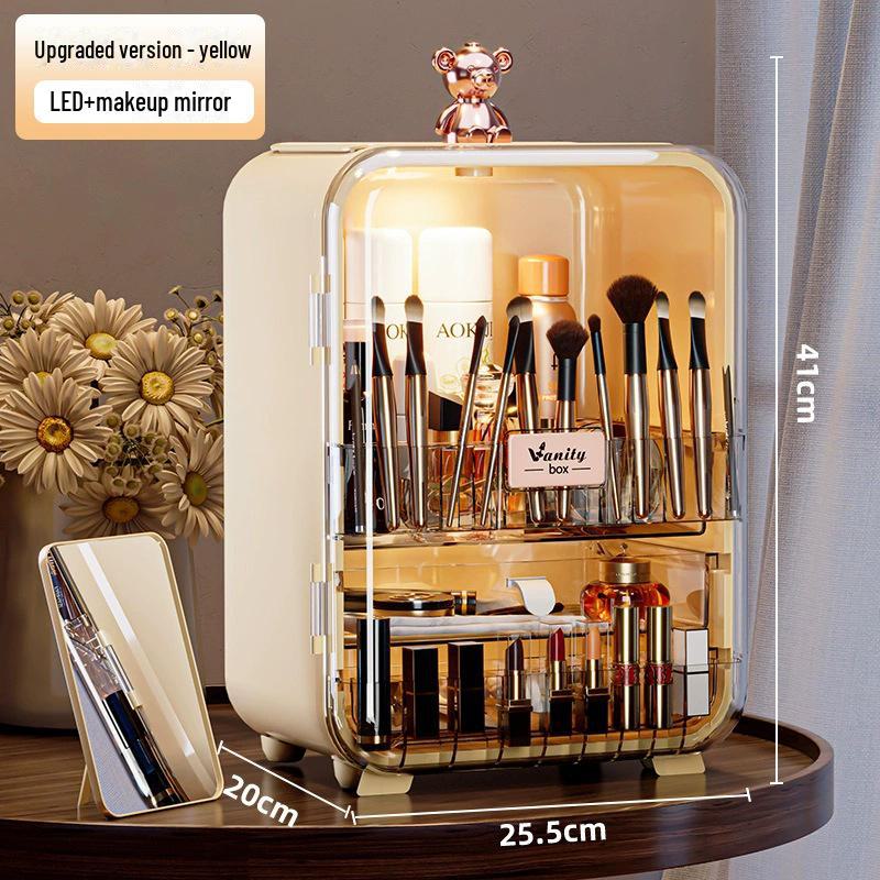 

Вместительный пылезащитный ящик для хранения косметики с зеркалом для туалетного столика.