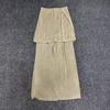Longmei Women's Knit Wide-Leg Fake Two-Piece Elastic Waist Pants - Spring/Summer 2026 Minimalist Style Straight-Leg Trousers