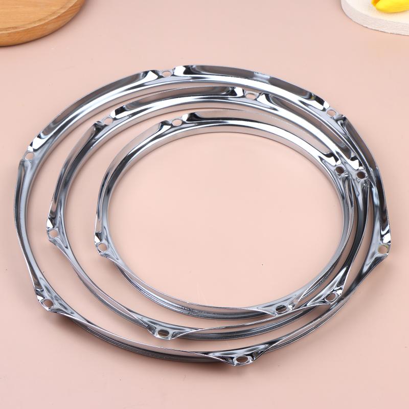 8/10/12Inch Heavy Duty Rim Guard Drum Hoop Rim Protector Hoop Silencers Snare Drum Hoops Replacement Silver-Plated Iron Frame