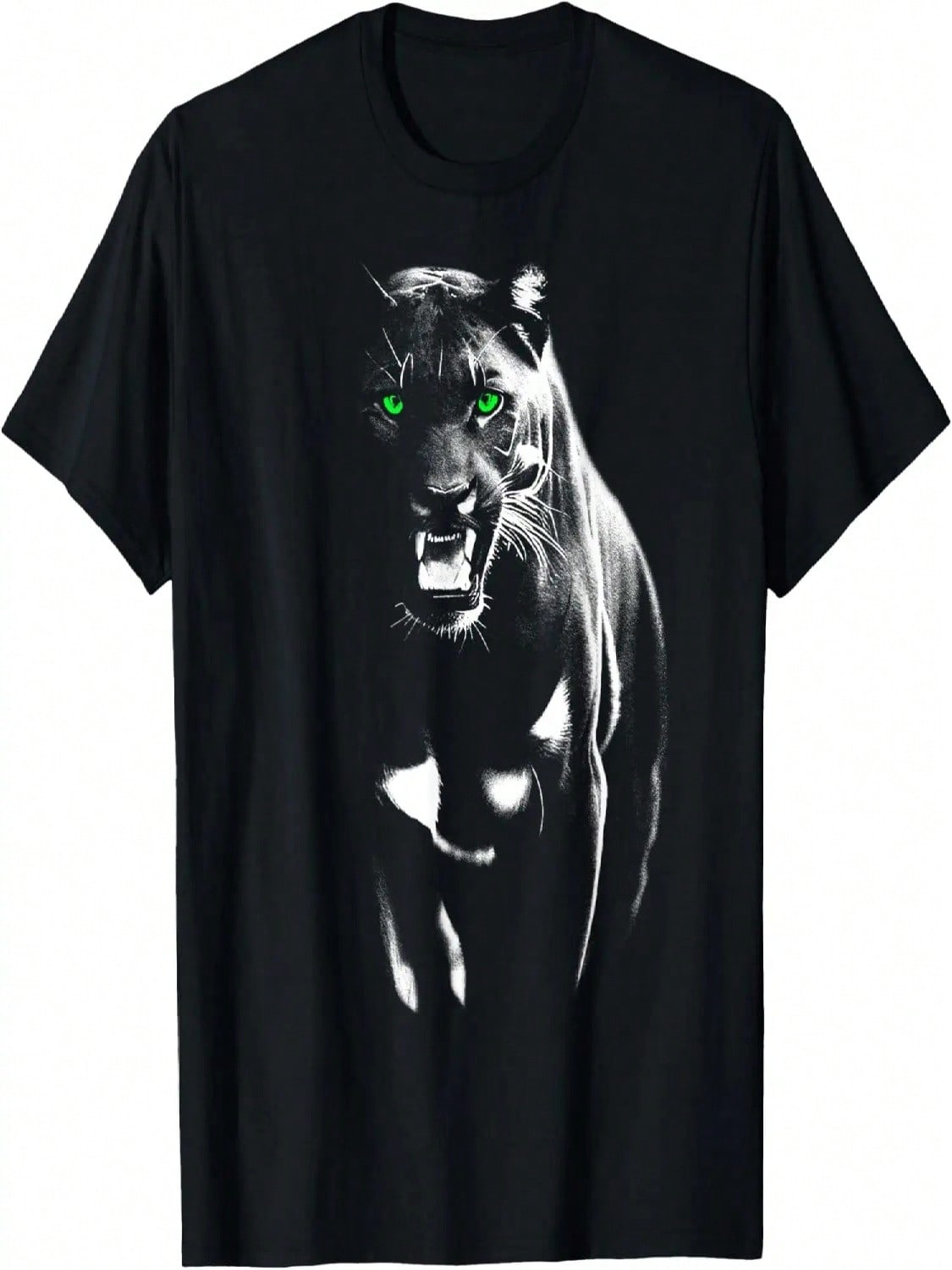 Wild Proud Panther With Cool Green Eyes Shows Teeth T-Shirt S разноцветный