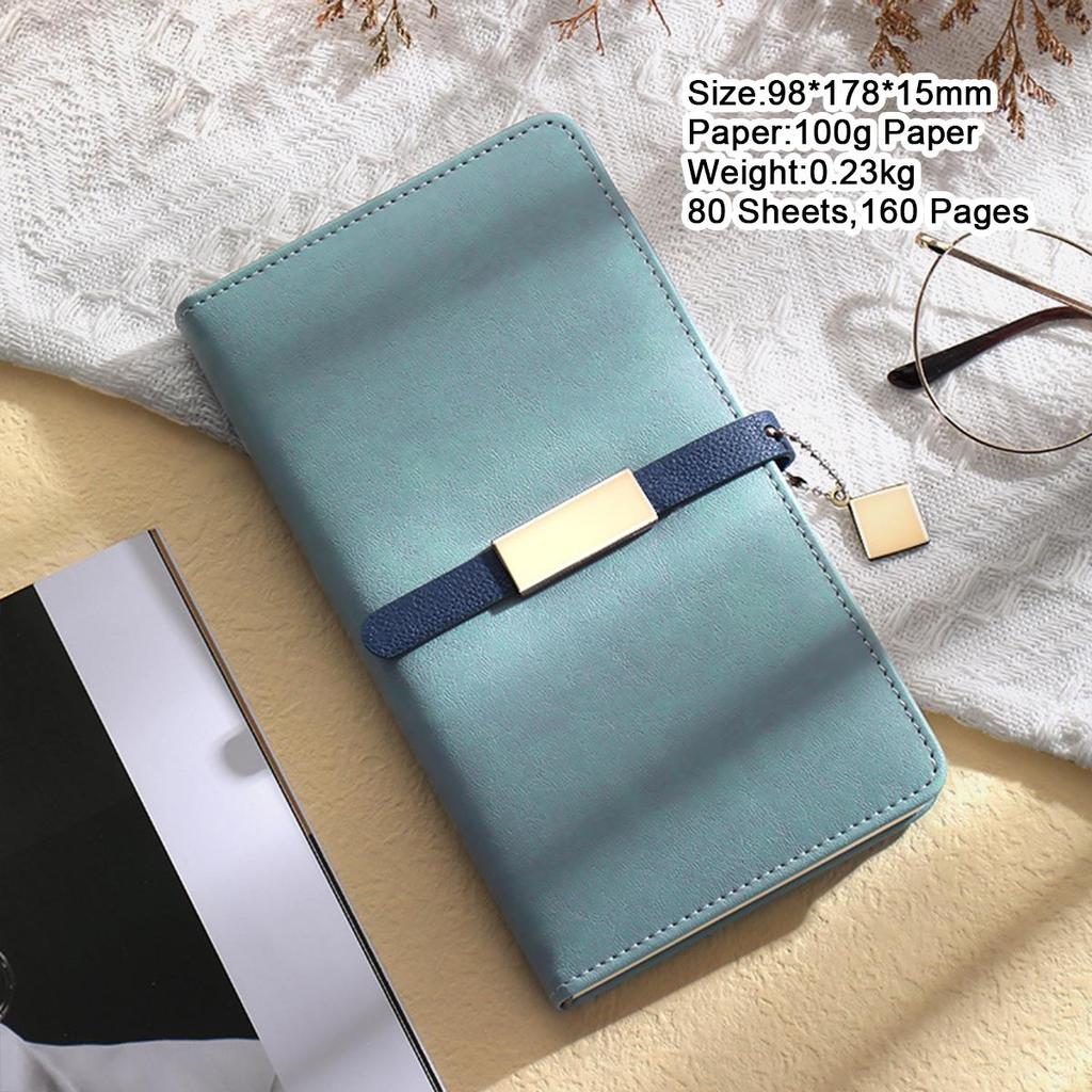 A6 litchi leather thickened student subject notebook, small buckle diary, pocket work notebook, business meeting record book, travel log