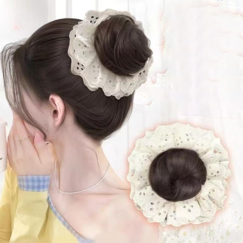 Synthetic Hair Tie Wig Lace Hair Rope Hairpiece Elegant Wig Hairband  Women