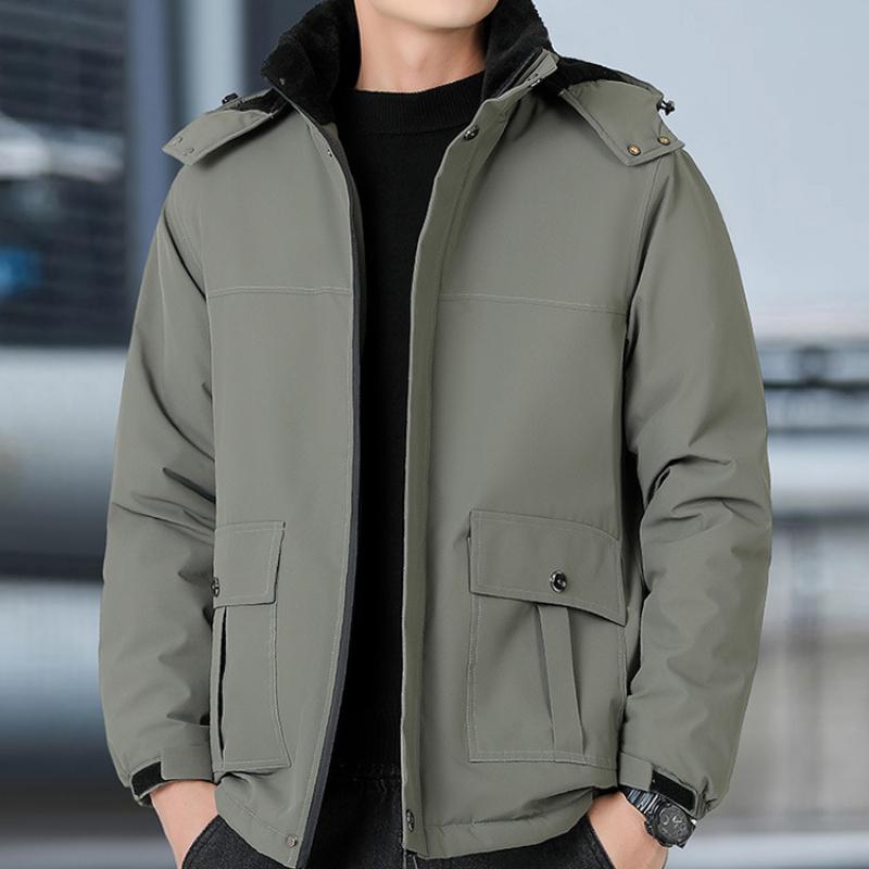 Fashionable and versatile Men's Thickened Warm Winter Jacket - Wrinkle Resistant Lightweight Soft and Cozy Long Sleeve Down Jacket