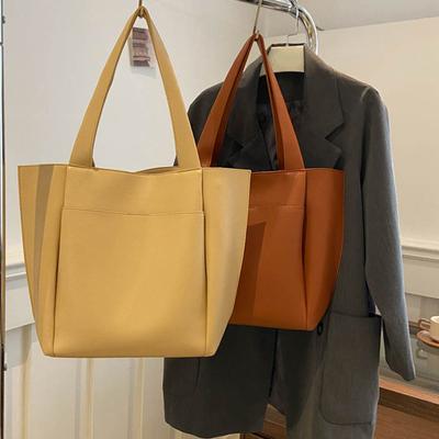 Zippered Tote Bags For Women Litchi Pattern Soft PU Leather Big Capacity Shopper Shoulder Bag  Luxury Designer Handbag