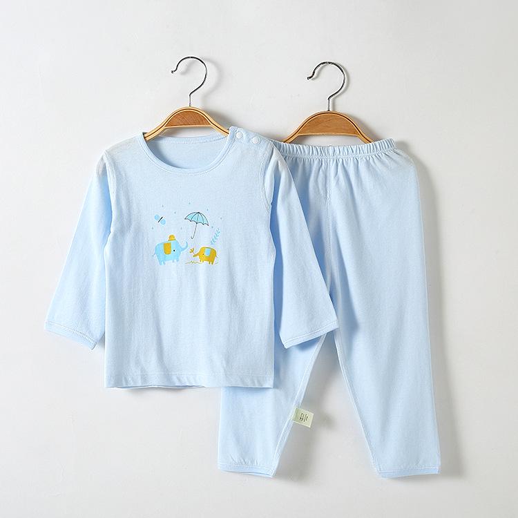 Children's Spring/Summer Cotton Pajamas: Tagless Long Sleeve Set for Boys and Girls