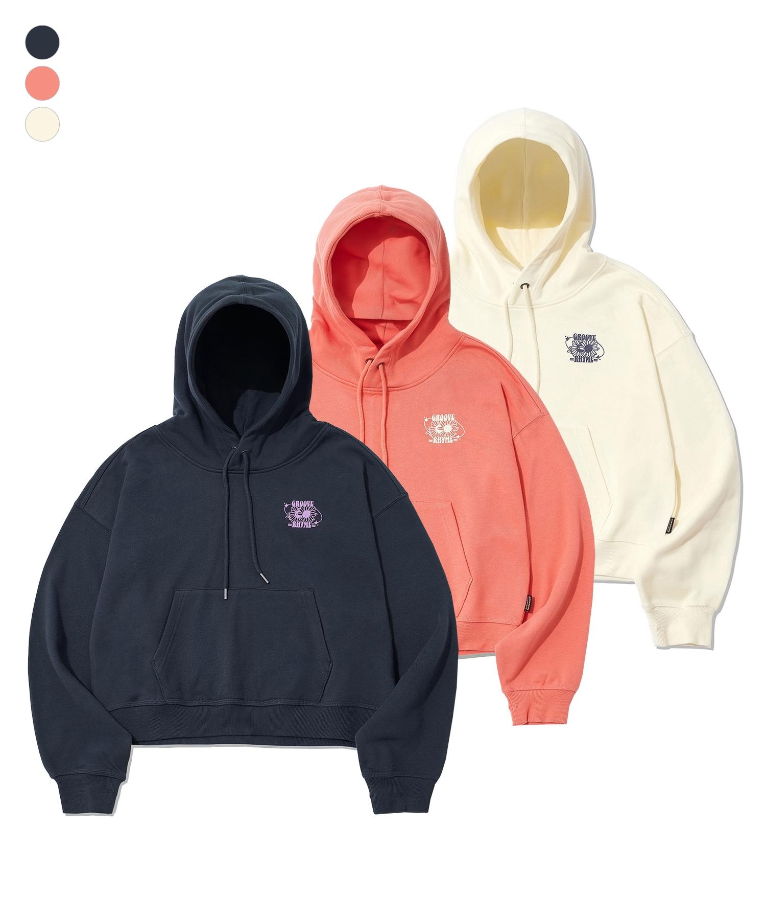 Groove Lime Cotton Terry Line Flower Hoodie (Lrsfcth520M) Ivory/M/Free