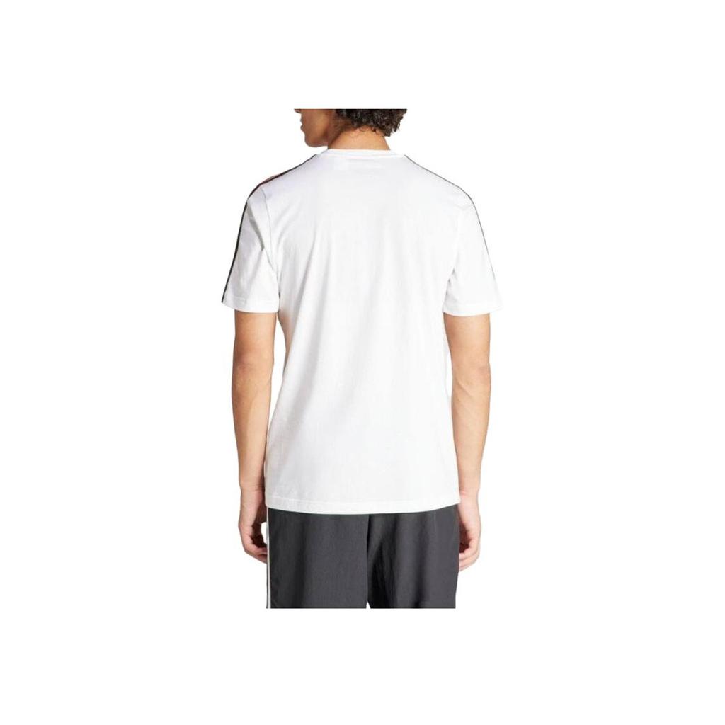 adidas Logo-Print Drei-Streifen Rundhals Kurzarm T-Shirt Herren Oberteile Weiß IU2082