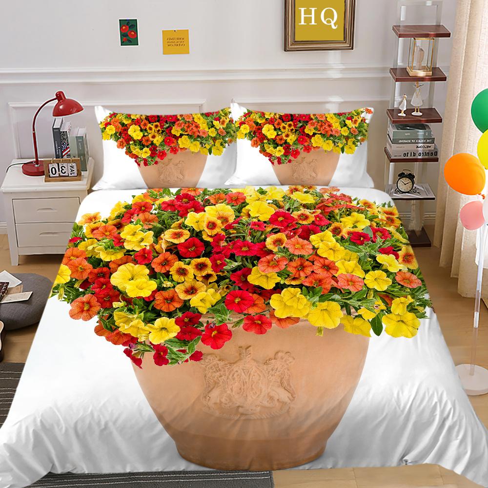 Flowers Printed Bed Set Cover Single Size Polyester Bed Clothes Girl Superior High Quality Bedroom Decor