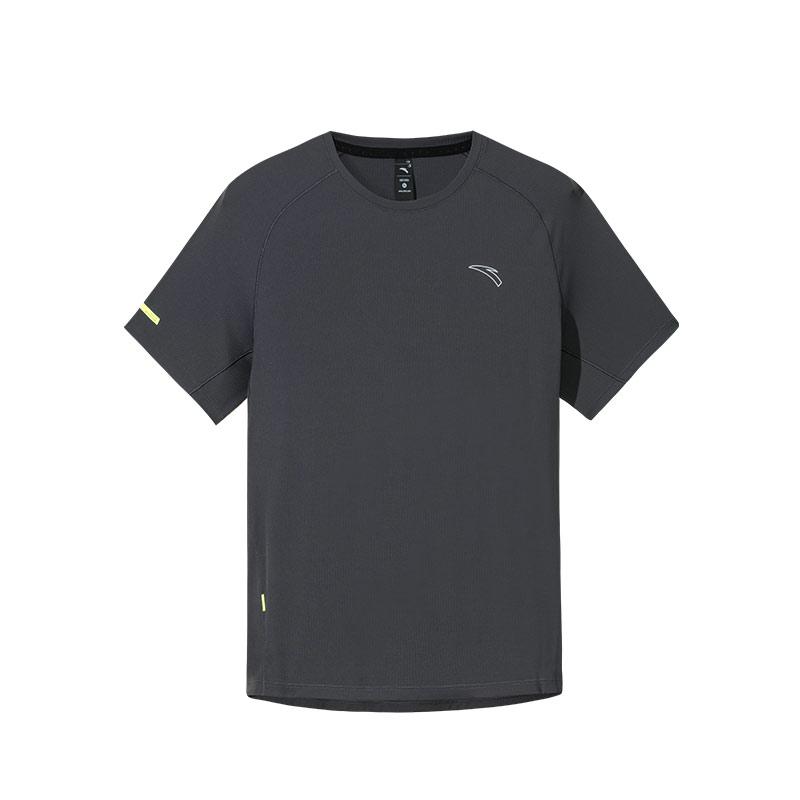Anta Running Series Solid Color Breathable Versatile Short Sleeve T-Shirt Men Tops Castle-Gray 952525103-8
