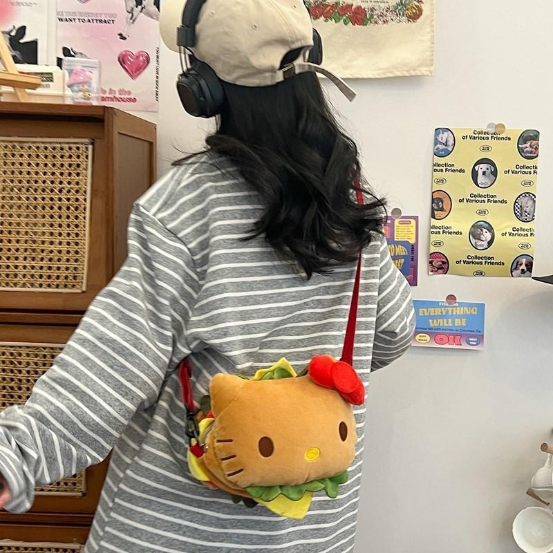 Shape Plush Burger Crossbody Bag Outdoor Leisure Bag Shoulder