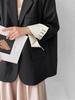 Jiang Zuo Minimalist Korean Style Embroidered Striped Blazer