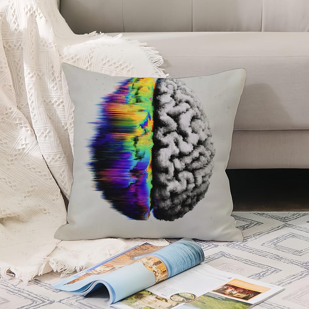 V-Vintage Abstract Open Your Mind Pillow Case Office Cushions Suitable For Sofa Car Decorative Cushion Cover