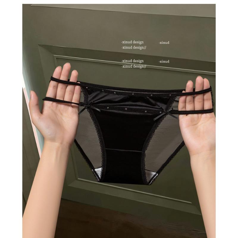 Ladies Summer New Style Pure Desire Romantic Sexy Lace Satin Low Waist Triangle Briefs