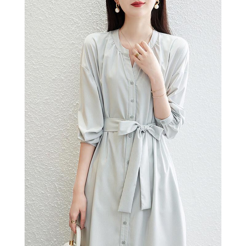 Demana Women s Striped A-Line Long-Sleeve Midi Dress XL