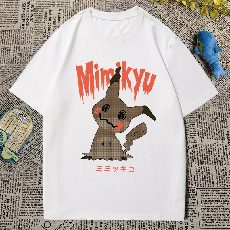 Pokémon Tshirt Mens and Womens Printed Short Sleeve Anime Cartoon Geng Gui Childrens Clothing Student Peripheral Summer