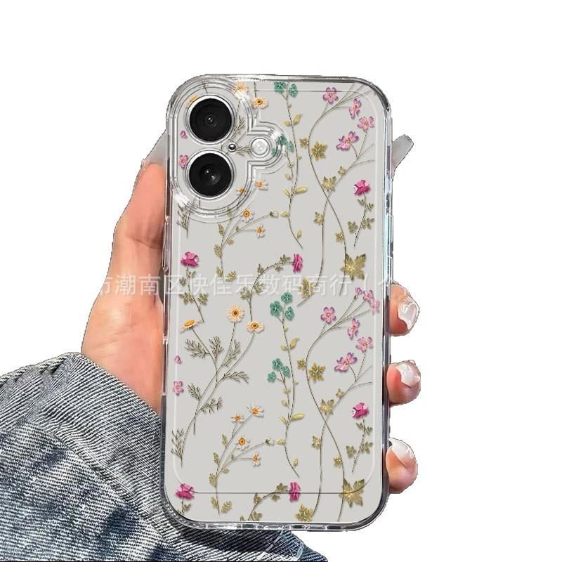 Fresh Little White Flower is suitable for iPhone 15 Pro Max case transparent 17/16 Plus full coverage iPhone 13/14