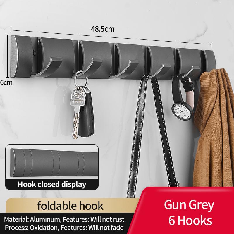 YUNJIEYA Folding Door Hooks Towel Hanger Nail Free Punch Wall Rack  Hook Coat Clothes Holder for Bathroom Kitchen Accessories