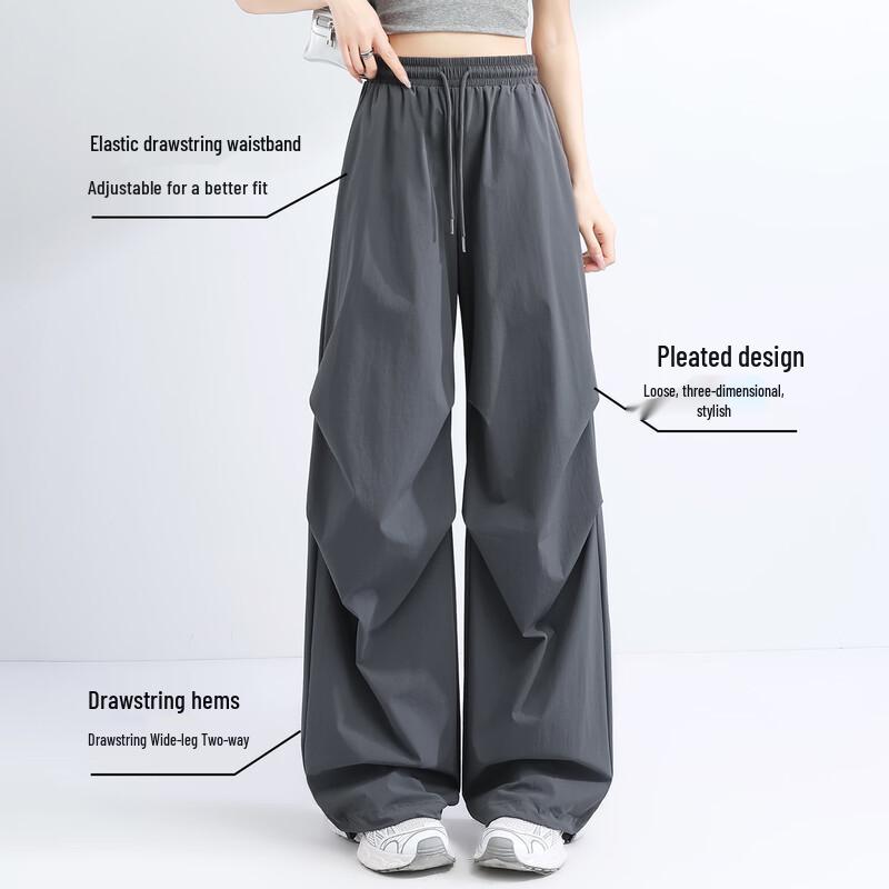 MINISO Women's Quick-Dry Wide-Leg Parachute Pants
