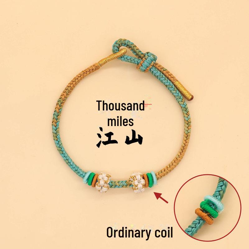 Qianli Jiangshan Handwoven Bracelet: Colorful, National Style, Large-Hole Beads
