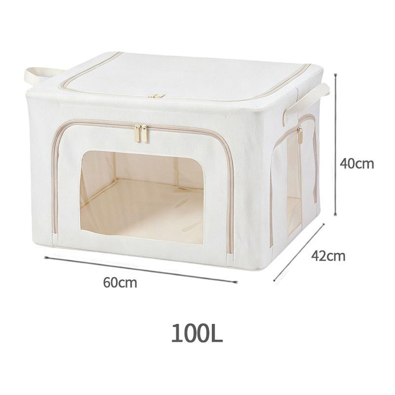 Foldable Fabric Storage Box With Transparent Window Clothes Blankets Bedroom Closet Organization