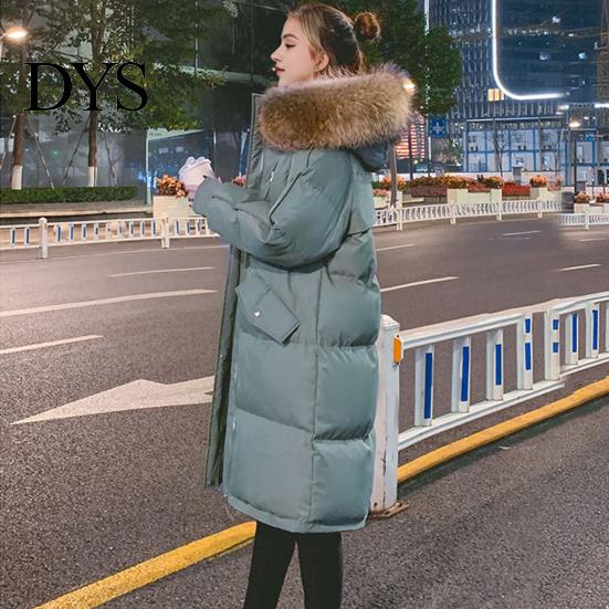 Versatile Cotton Coat Winter Women Jacket with Furry Hood Long Sleeves Pockets Heat Parka Retention Knee Length Zip-up Padded Solid Color Windproof