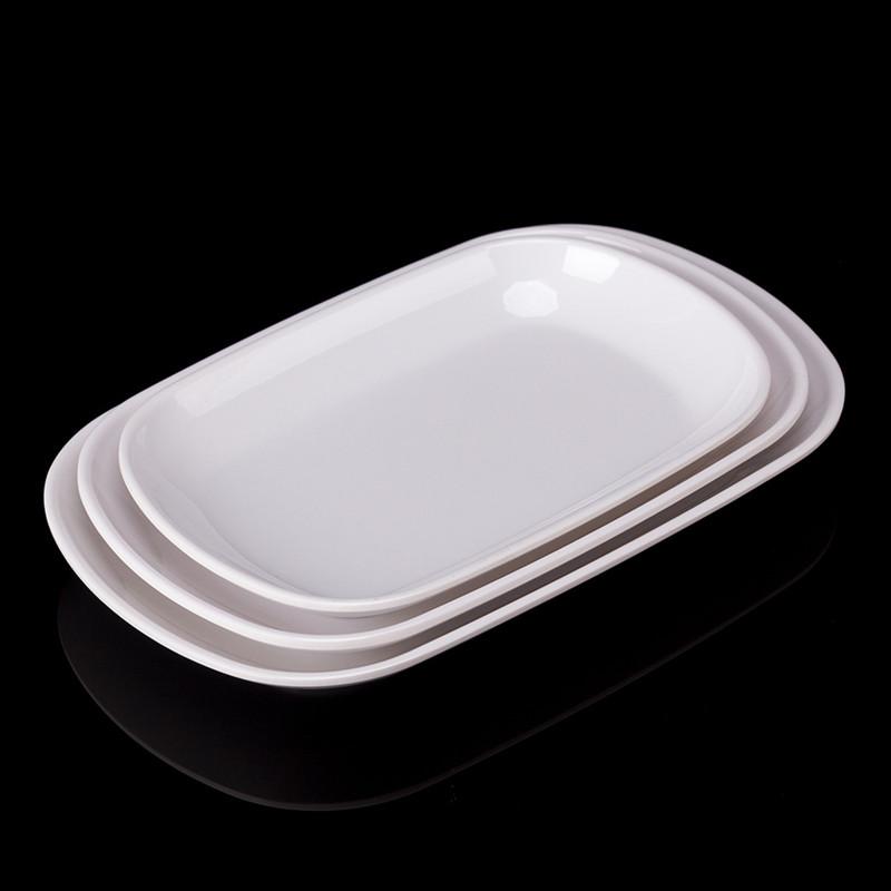 Rectangle Melamine Breakfast Plate Meal Dish Trays Imitation Porcelain Dessret Snack Dishes To Eat Kitchen Tableware 8-10 Inch