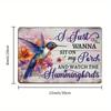 pc Vintage Metal Sign  Hummingbird And Floral Design English Quote I Just Wanna Sit On My Porch And Watch The Hummingbirds