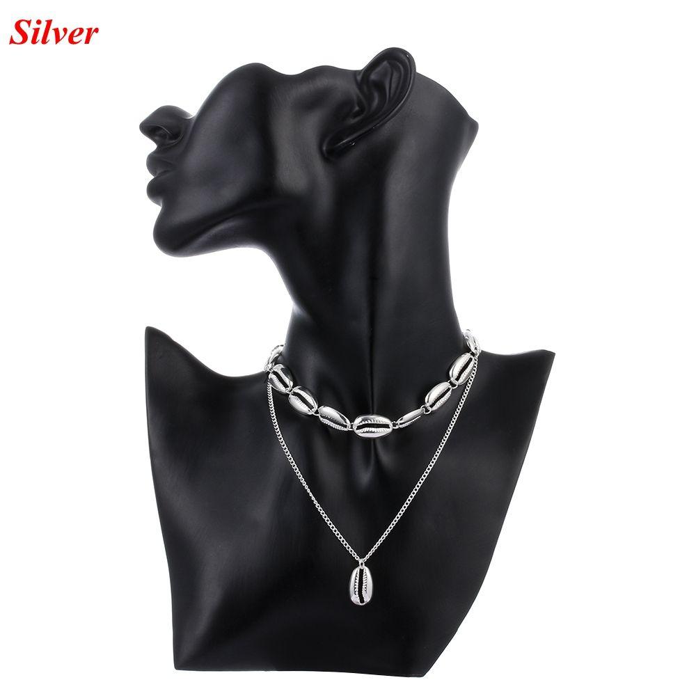 

Летний золотой чокер-цепочка с подвеской из ракушки каури, многослойное ожерелье из ракушек, пляжные украшения, богемный стиль серебряный