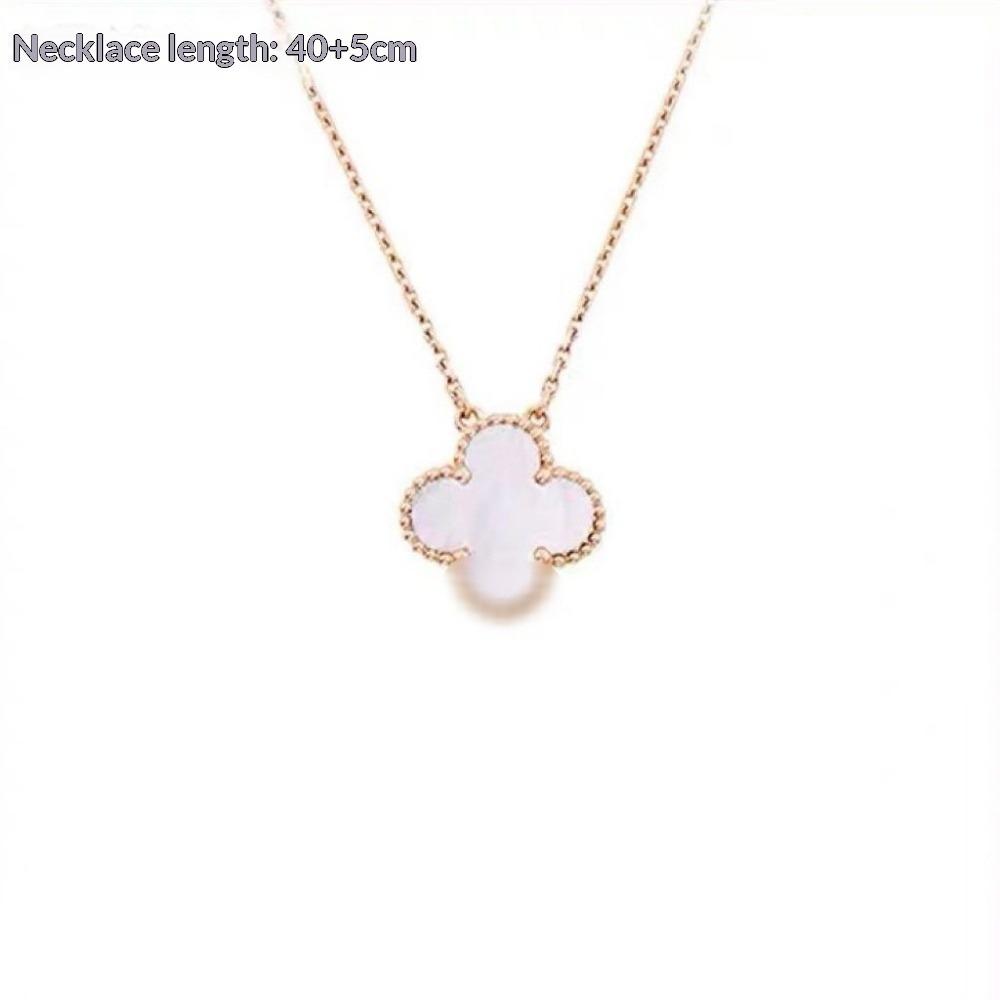 Four-leaf Clover Necklace for Women Natural White Mother-of-pearl Carnelian Sweater Chain