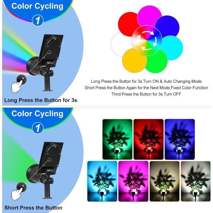 Lampe Solaire - T-SUN - 7 LED - 320 Lumens - Étanche IP65 - 2 Packs Avec Couleurs Changeantes