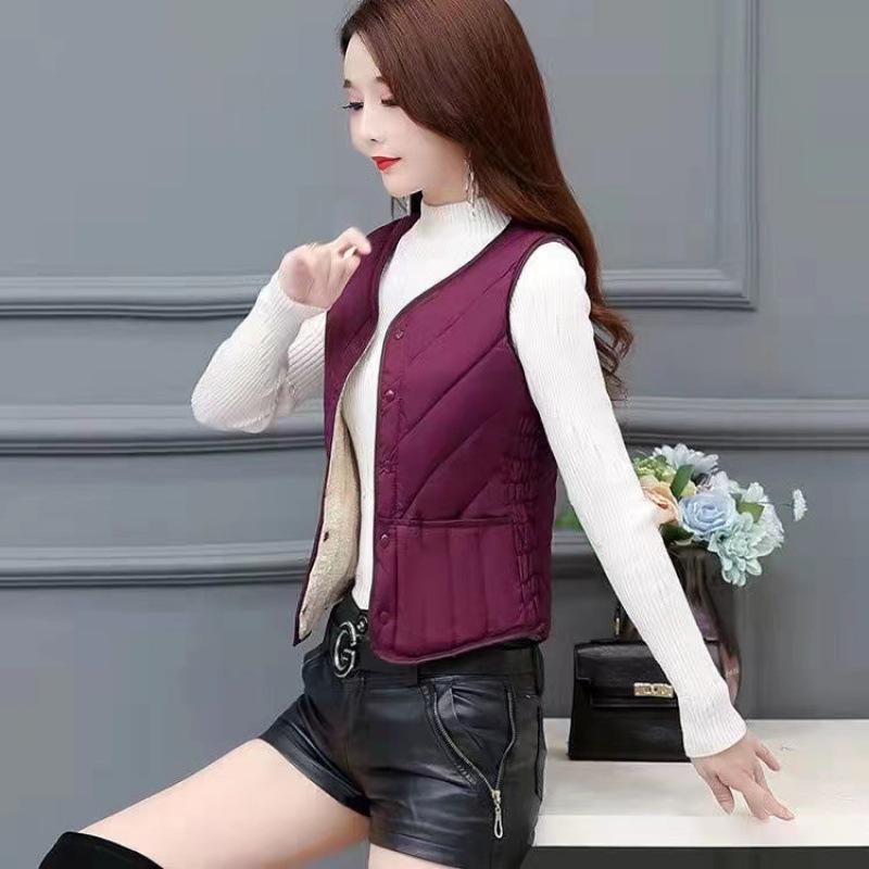 

Женский пуховый жилет без рукавов приталенного кроя - Бархатная подкладка, Теплый и Стильный для Осени/Зимы 3XL for 125-135 lbs